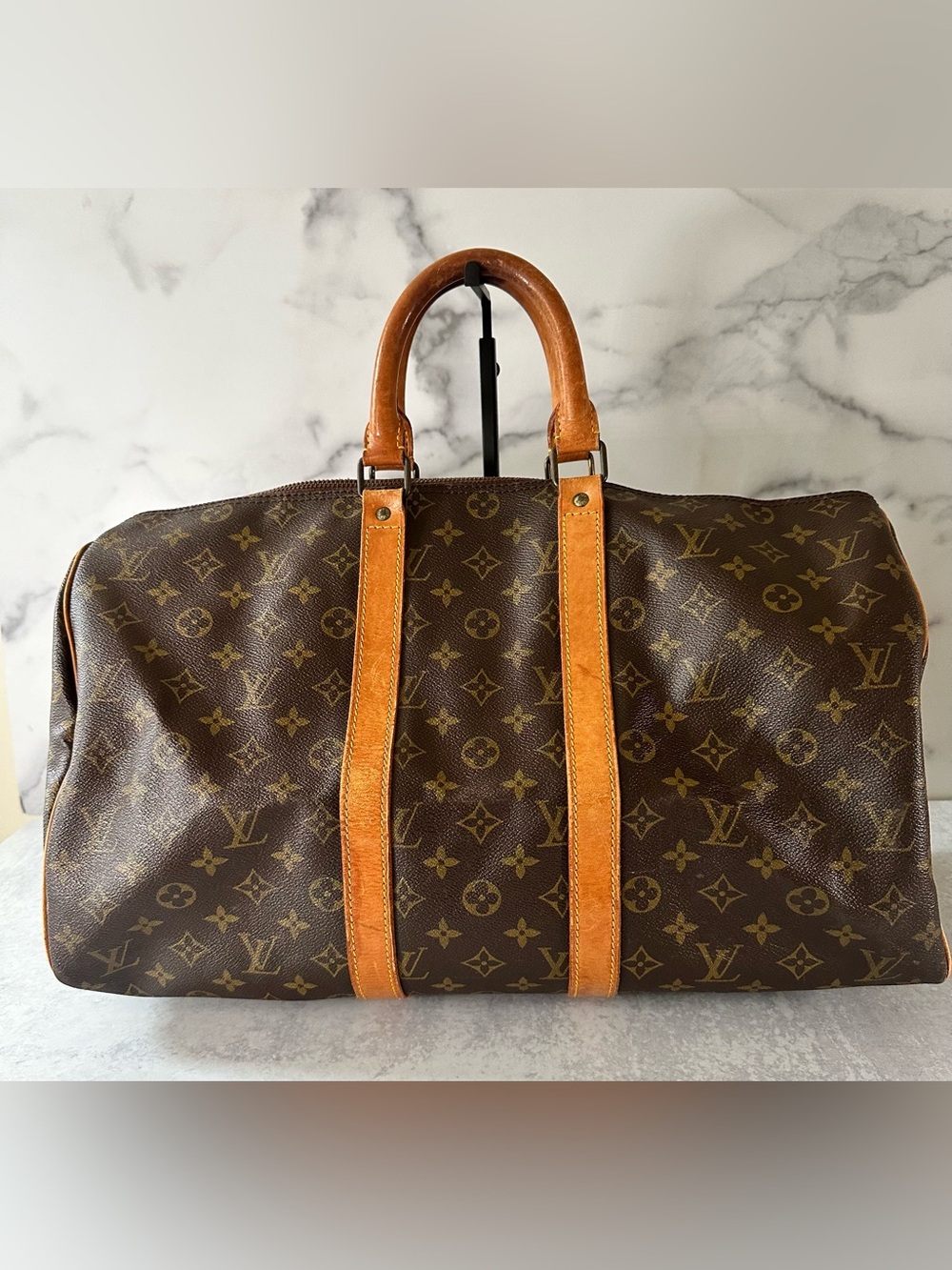 Louis Vuitton Monogram KeepAll 45 Canvas Travel Duffle Bag